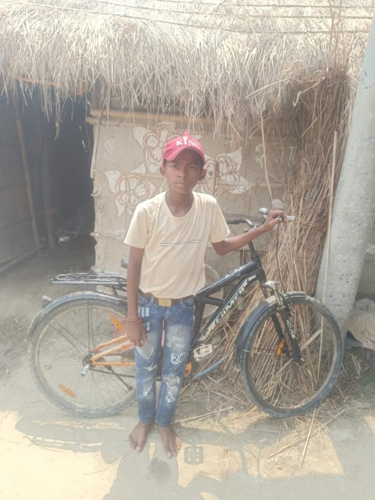 jagnnath foundation gifted him cycle so that he can go to his coaching on time.